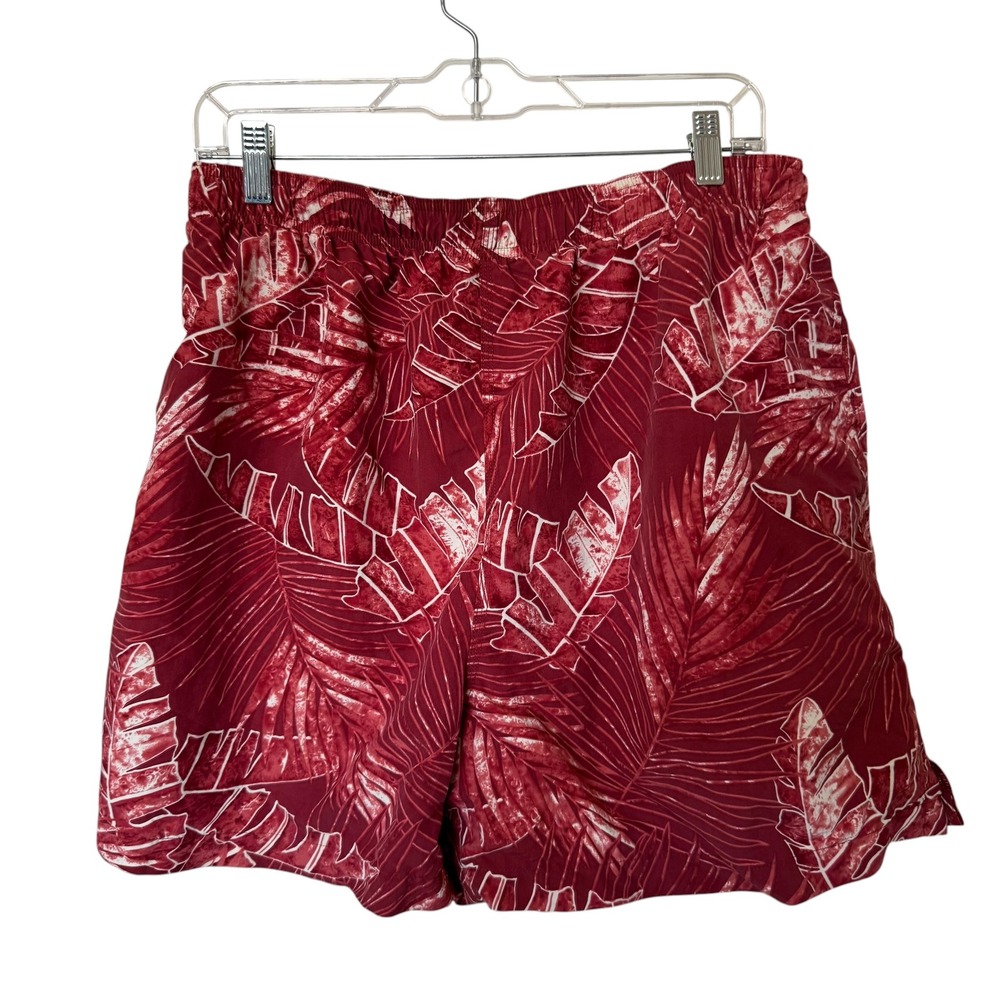 Tommy Bahama Swim Trunks Mens XL Red Tropical Palm Leaf Excellent Quick Dry 5in